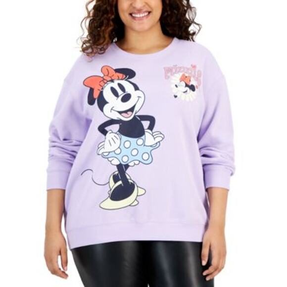 Disney Sweaters - Disney Juniors Trendy Plus Size Minnie Mouse Sweater in Pastel Lilac, Size 2X